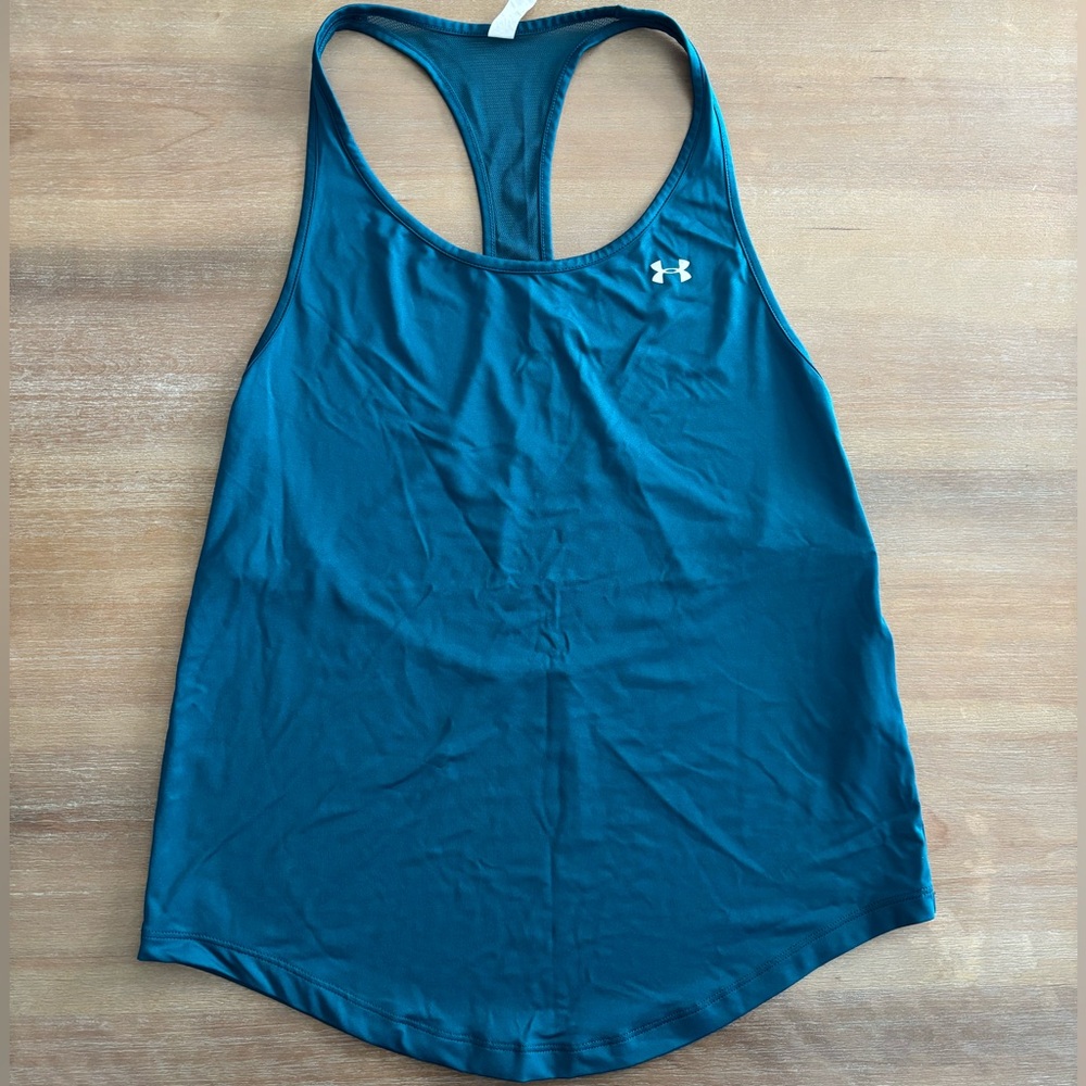 Under Armour Women's HeatGear Armour Mesh Back Tank, Teal Blue, Size Small